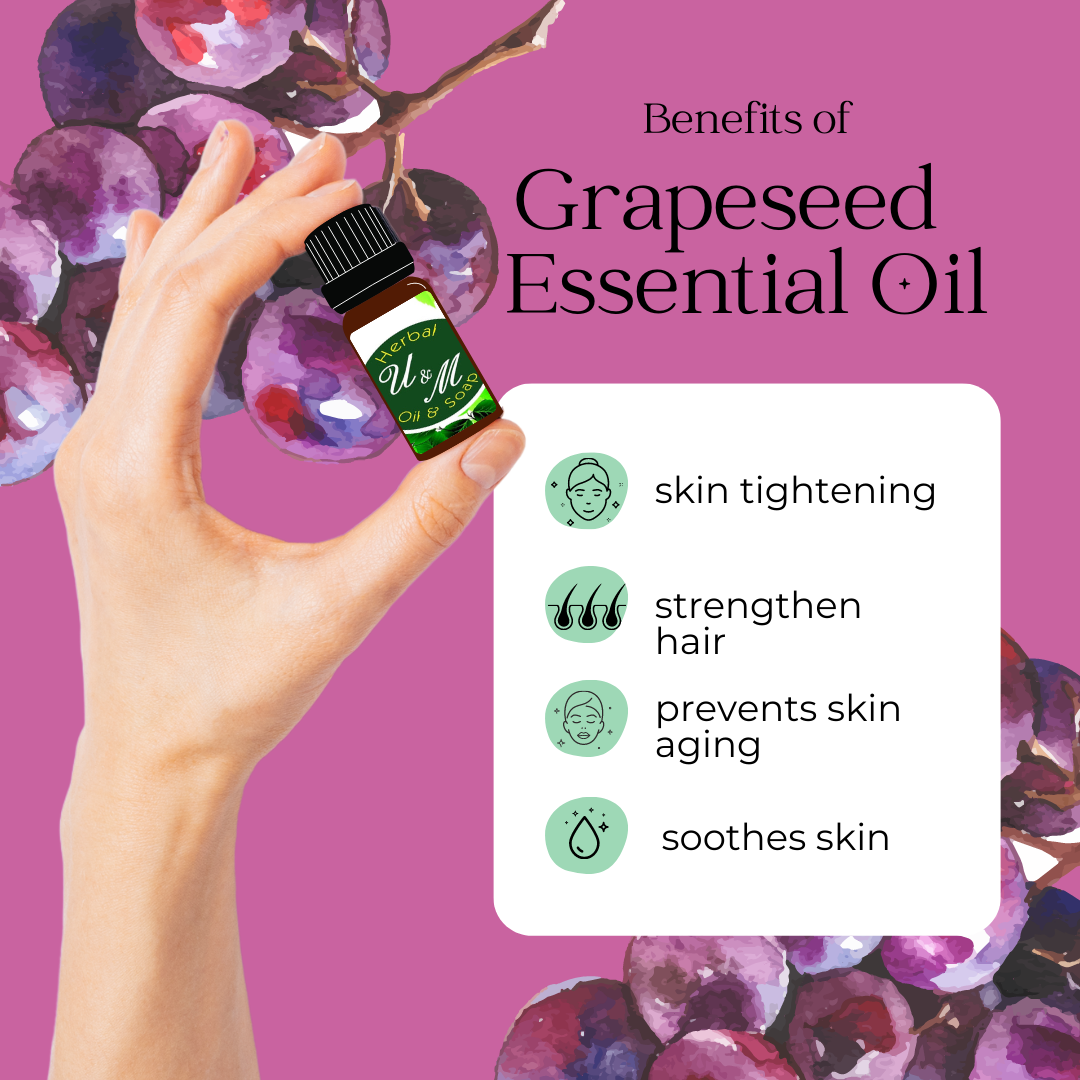 Grapeseed Essential Oil 10ml Cosmetic Grade U&M Herbals U&M Herbals